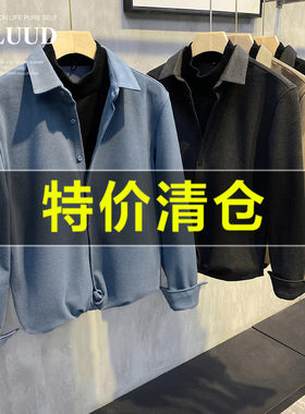 luud冬季假两件拼接呢料半高领
