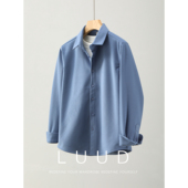 LUUD 纯色极简刺绣百搭磨毛衬衣外套 多色毛呢翻领衬衫 秋冬季 男士
