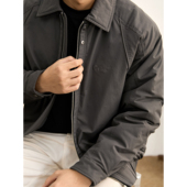 LUUD 型白鸭绒翻领外套 防风保暖字母刺绣羽绒夹克短宽版 男士 冬季