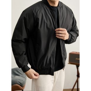 内里夹棉棒球服外套 秋冬季 LUUD 日系复古纯色极简飞行员夹克男士