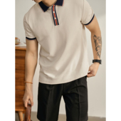 轻奢气质感撞色翻领短袖 保罗衫 男士 LUUD 针织拼料上衣透气Polo衫