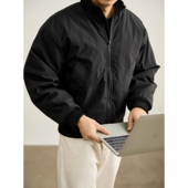 双拉链夹克外套男冬罗纹立领飞行员棉服 型夹棉款 LUUD Boxy短宽版