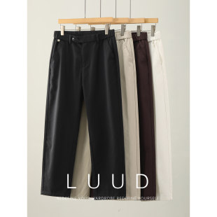 男莱赛尔棉混纺斜纹肌理休闲裤 型松紧腰直筒长裤 净色休闲版 LUUD