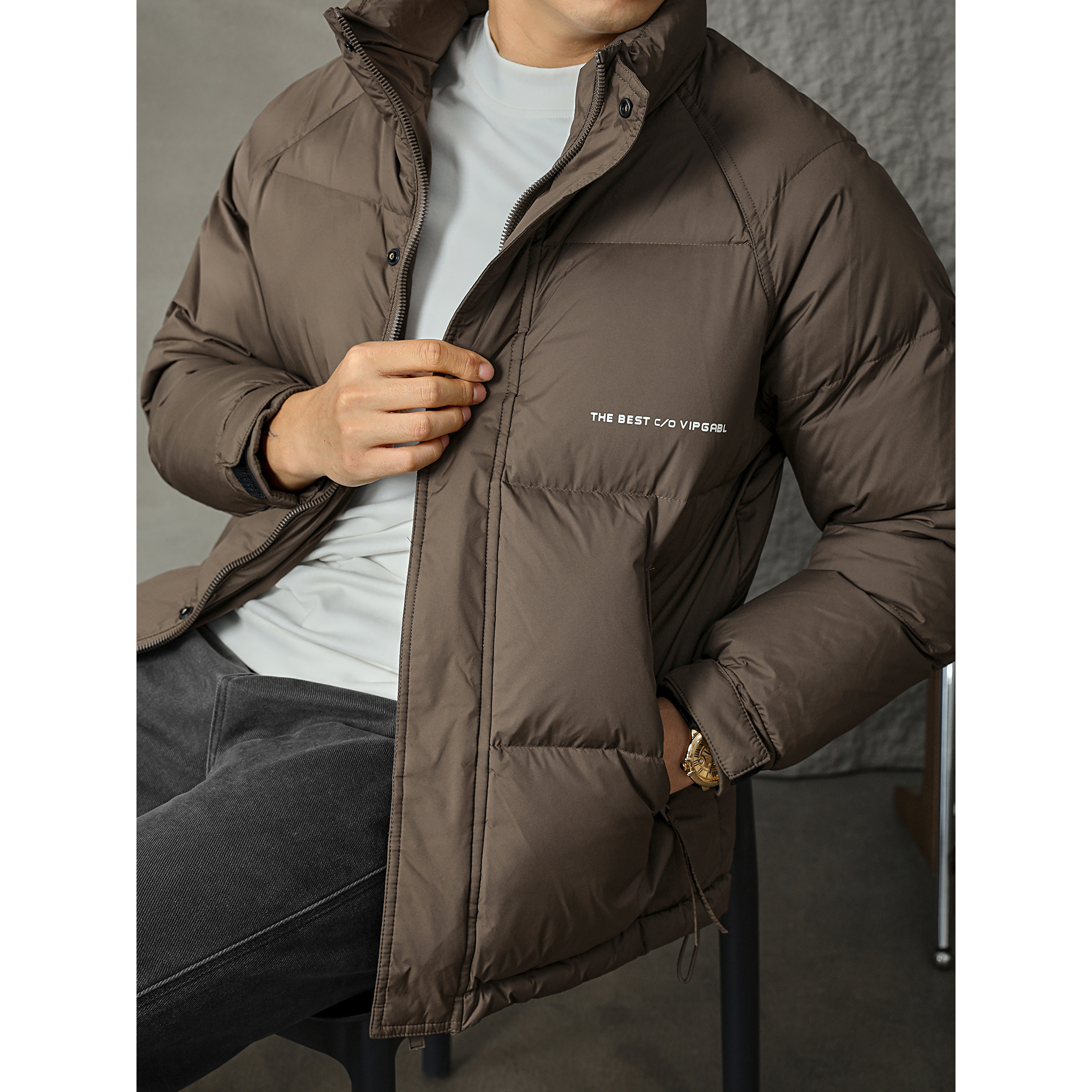 特价 无帽立领羽绒服男士冬季时尚加厚保暖御寒外套百搭面包服潮