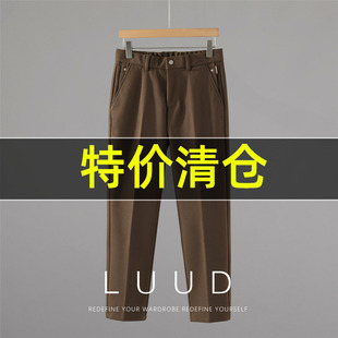 特价 复古纯色微锥毛昵裤休闲百搭垂感简约时尚男士小直筒长裤冬