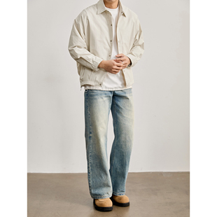 型防风飞行员夹克纯色单排扣翻领外套 休闲风短宽版 LUUD 春秋男士