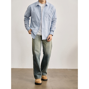 衬衫 风休闲翻领长袖 外套复古格子100%纯棉衬衣外套 日系工装 LUUD