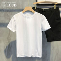 LUUD comfortable daily versatile washed cotton solid color short-sleeved T-shirt for men, slimming Korean-style base layer trendy top thumbnail 6
