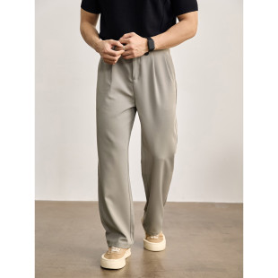 饰抗皱免烫西裤 LUUD 字母标签装 斜纹肌理直筒休闲裤 高端通勤男士