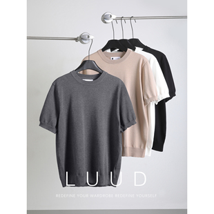 简奢休闲感冰爽丝针织T恤素色简约百搭微阔短袖 夏季 上衣 男士 LUUD