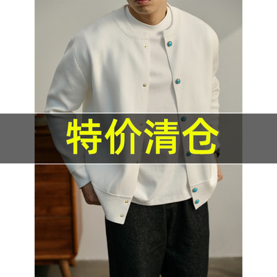特价 轻奢气质感小香风针织衫男Cleanfit亨利领高级感纽扣外套衫