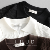 体恤衫 LUUD 休闲百搭短袖 T恤轻熟风修身 提花肌理针织Polo衫 男夏季
