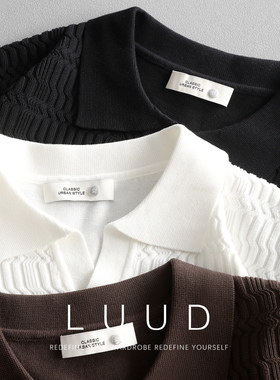 LUUD 提花肌理针织Polo衫男夏季休闲百搭短袖T恤轻熟风修身体恤衫