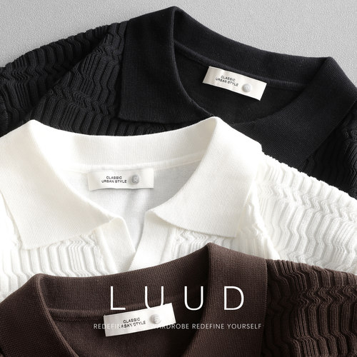 LUUD 提花肌理针织Polo衫男夏季休闲百搭短袖T恤轻熟风修身体恤衫