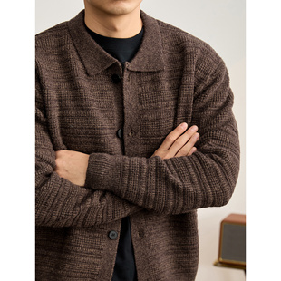 加厚800g高克重毛衣外套 男冬季 LUUD 立体提花肌理感保暖针织开衫