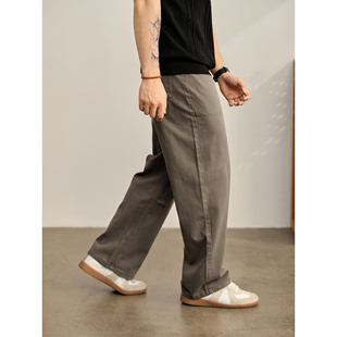 100纯棉阔腿长裤 子夏季 时尚 LUUD 直筒水洗牛仔裤 复古男士 韩版 美式