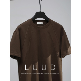 体恤 立体廓形解构落肩圆领T恤夏日通勤百搭亲肤棉短袖 LUUD 男士