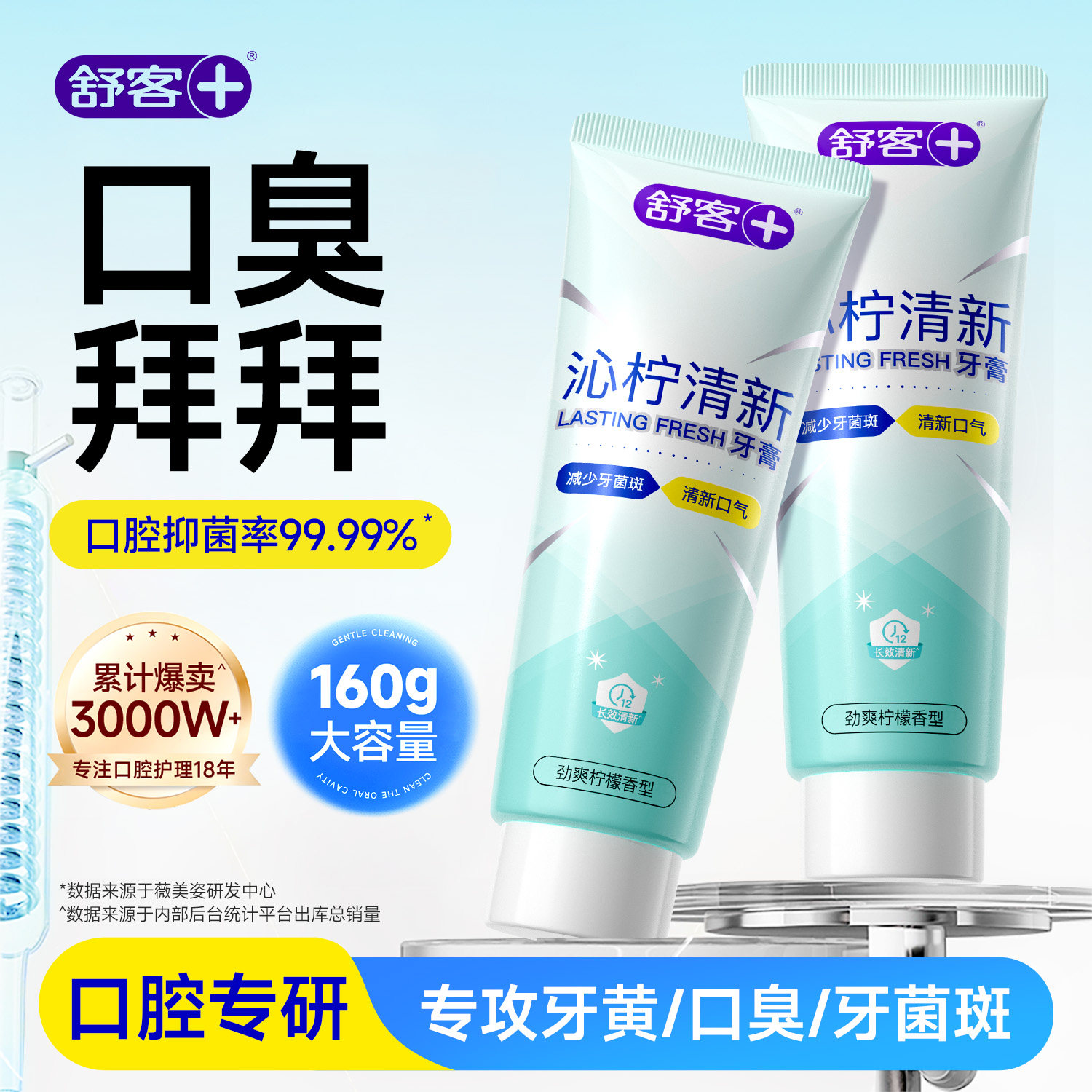 舒客牙膏成人美白去黄去口臭清新口气防蛀官方正品旗舰店沁柠