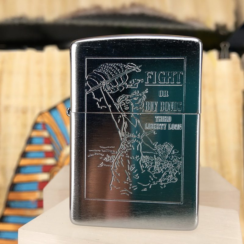 原装 1994年A全新仿古拉丝二战战争债券广告女郎防风打火机 ZIPPO
