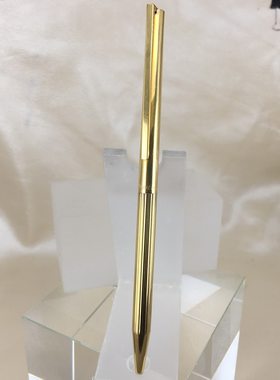 原装 二手好品都彭纯银包金竖纹旋转圆珠签字笔 经典周边
