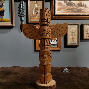 饰摆件 1966年美国印第安部落原住民手工雷鸟实木图腾柱复古陈列装
