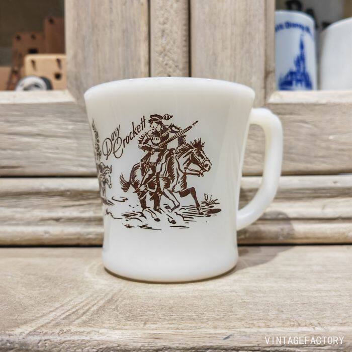 大卫·克洛科特 davy crockett fire king美国产奶玻璃马克咖啡杯