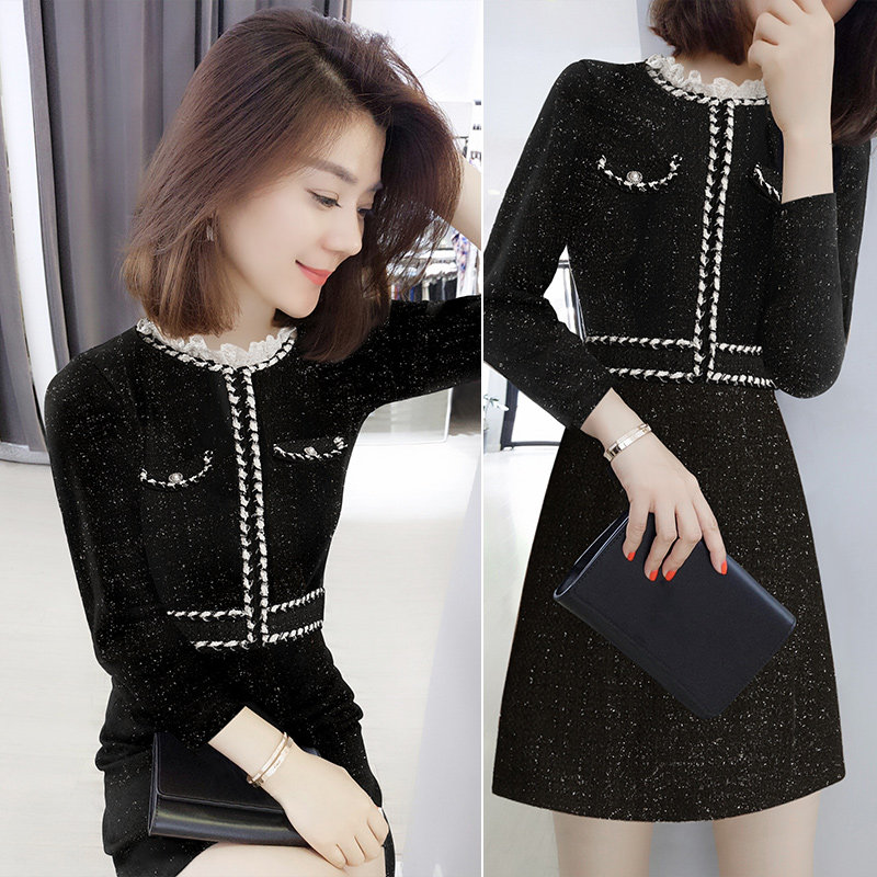 韩版连衣裙长袖圆领收腰显瘦女士裙子欧洲站秋季女装2020新款欧货