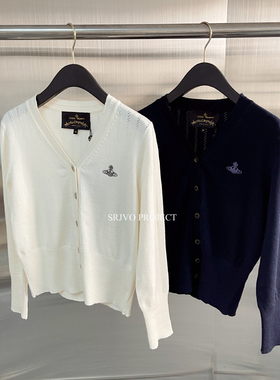 新款土星刺绣镂空V领针织开衫女宽松显瘦百搭毛衣外套