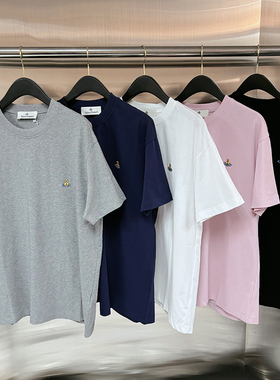 土星刺绣2025SS原创美式复古西太后纯色薇薇安短袖情侣男女T恤