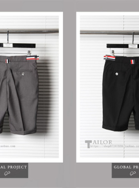 Srjvo Project 2018ss短裤西裤tb 红白蓝织带修身百搭显瘦短西