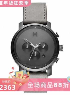 MVMT男士手表 石英机芯皮质表带 日期窗口多功能计时表盘 防水50m