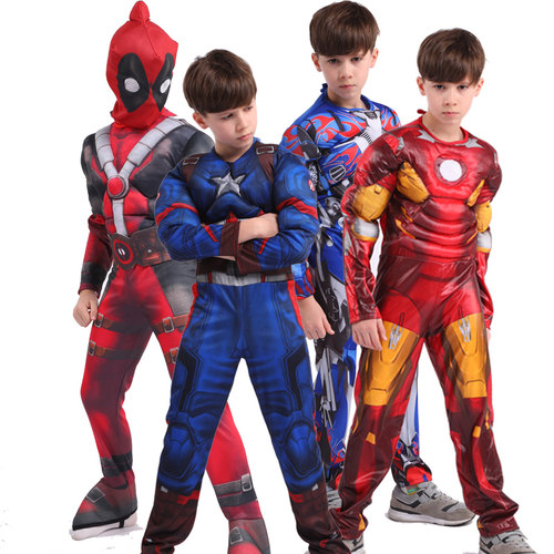万圣节美国队长儿童服装cosplay男童绿巨人擎天柱钢铁侠衣服套装