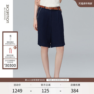 秋季 简约休闲短裤 款 时尚 亚麻宽松气质直筒裤 EXCEPTION例外女装