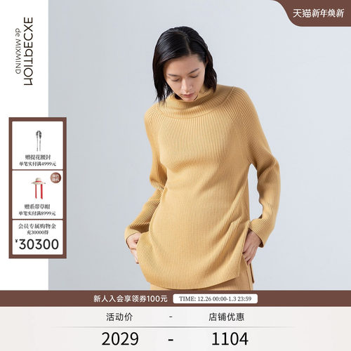 例外毛衣中长款半高领针织衫