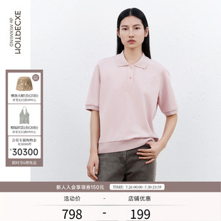 EXCEPTION例外女装 T恤 春夏休闲上衣polo翻领简约时尚 印花短袖