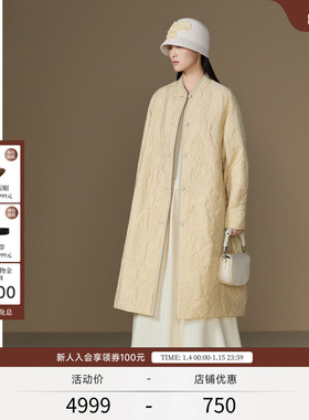 EXCEPTION例外女装中式蝙蝠袖设计宽松保暖立体绣花棉服