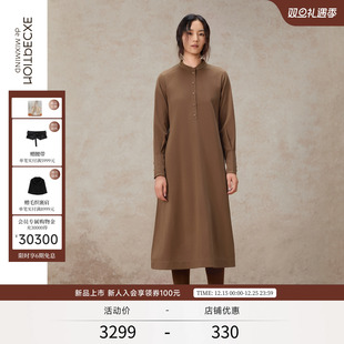 灵动修身 新品 A字廓形刺绣系带连衣裙子 2025冬季 EXCEPTION例外女装