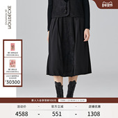 EXCEPTION例外女装 裙子 型新中式 春秋款 半身裙仿手绣工艺A字叠褶版