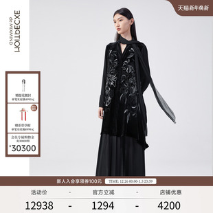 饰长裙 连衣裙绣花图案飘带装 EXCEPTION例外女装 冬季