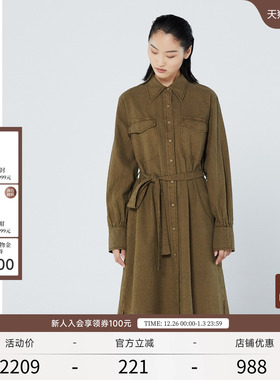 EXCEPTION例外女装春秋款时尚简约气质工装连衣裙长裙文艺裙子女