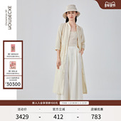 连衣裙亚麻绣花宽松腰七分袖 EXCEPTION例外女装 春秋款 裙子中长裙