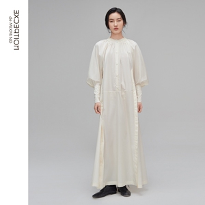 EXCEPTION例外女装春秋款复古气质纯棉衬衫连衣裙简约宽松A字长裙