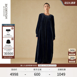 丝绒圆领A字中长裙女 连衣裙新中式 EXCEPTION例外女装 春季