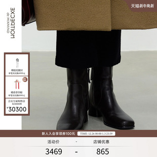 EXCEPTION例外女装 短靴女秋冬牛皮革配大衣裙子靴子女鞋