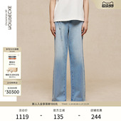 春季 牛仔裤 裤 型阔腿裤 女 子纯棉宽松版 EXCEPTION例外女装