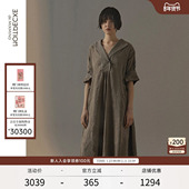 TAK L.联名 EXCEPTION例外春秋款 亚麻褶皱时尚 气质A字连衣裙女