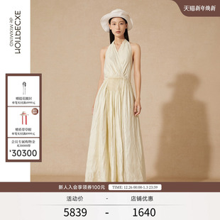 设计裙子 连衣裙手工感流苏V领无袖 EXCEPTION例外女装 夏季