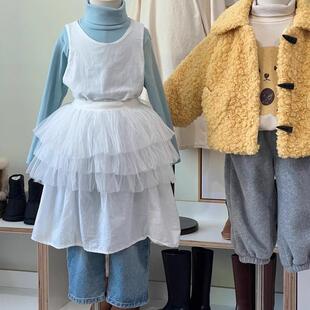 女童秋冬款搭配神器半身裙2024冬季新款女宝宝韩版外穿三层网纱裙