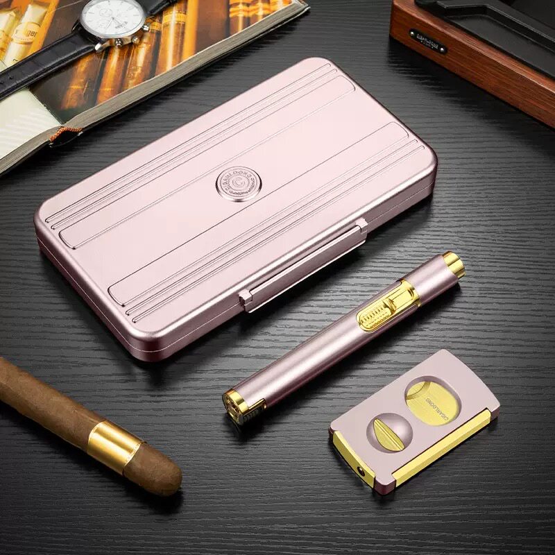 CIGARLOONG茄龙雪茄打火机便捷雪茄盒多功能锋利雪茄剪刀三件套装