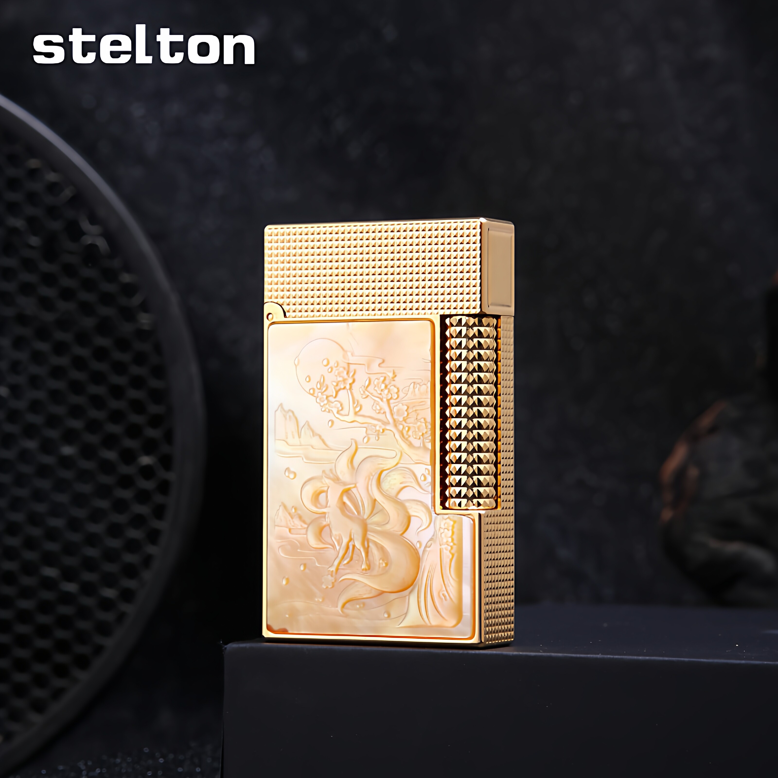 Stelton斯特腾朗声打火机充气式纯黄铜精制手工雕刻高档个性礼品